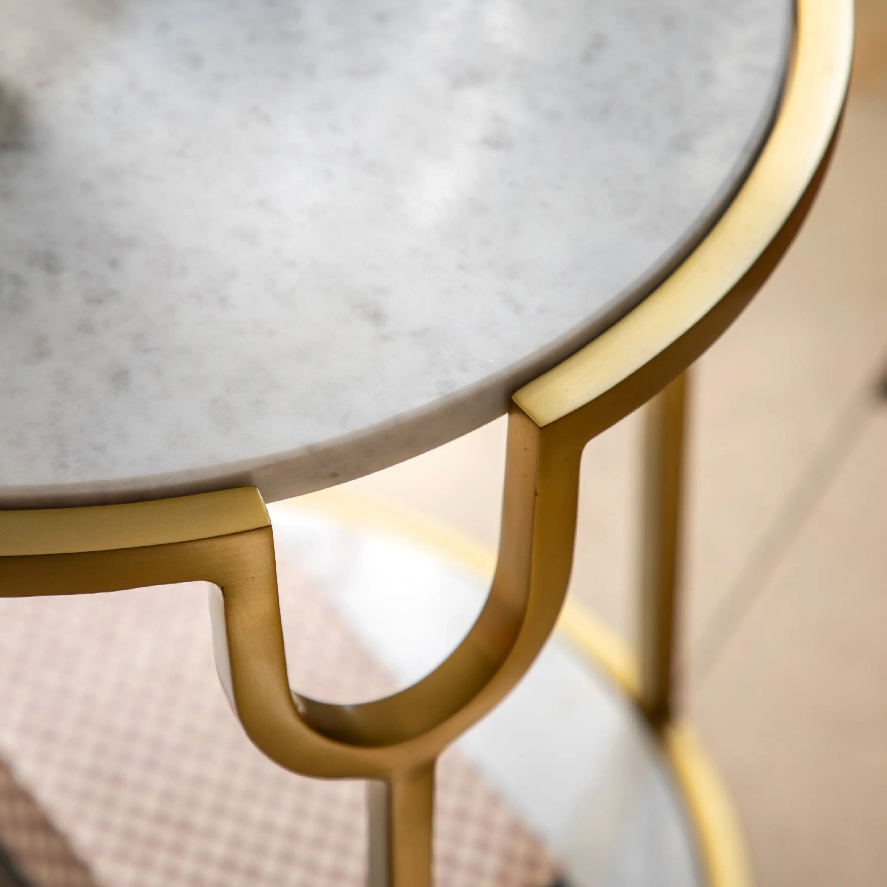 Beaufort Gold & White Marble Round Side Table